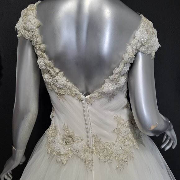 NWT~$2750~AMARE COUTURE~4/6~IVORY BEADED EMBELLISHED FIT & FLARE WEDDING DRESS - Picture 13 of 16